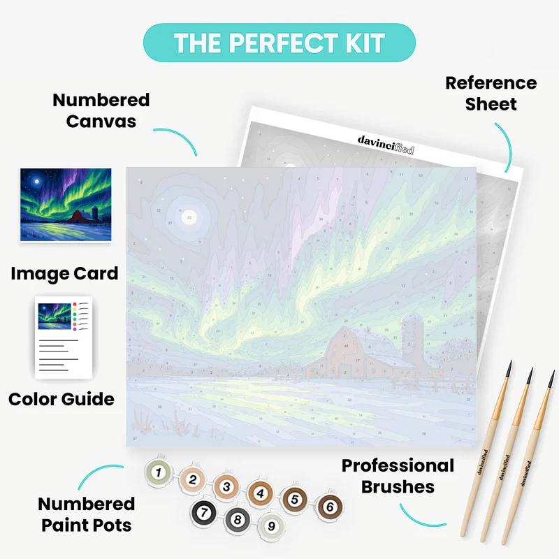 Aurora Over the Barn - Paint by Numbers Kit