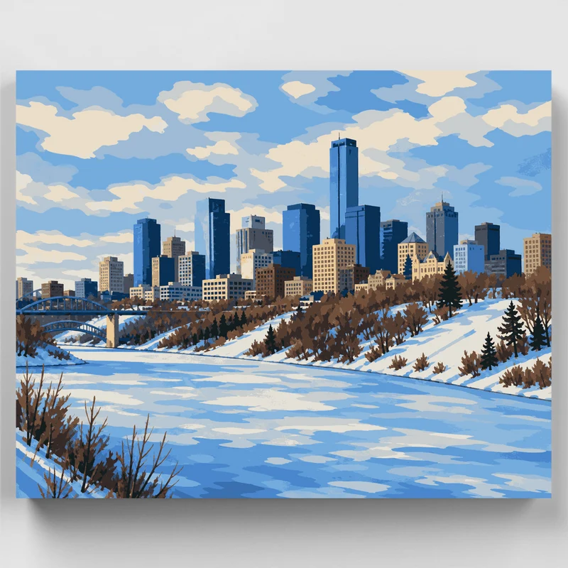 Frozen River Skyline - Paint by Numbers Kit