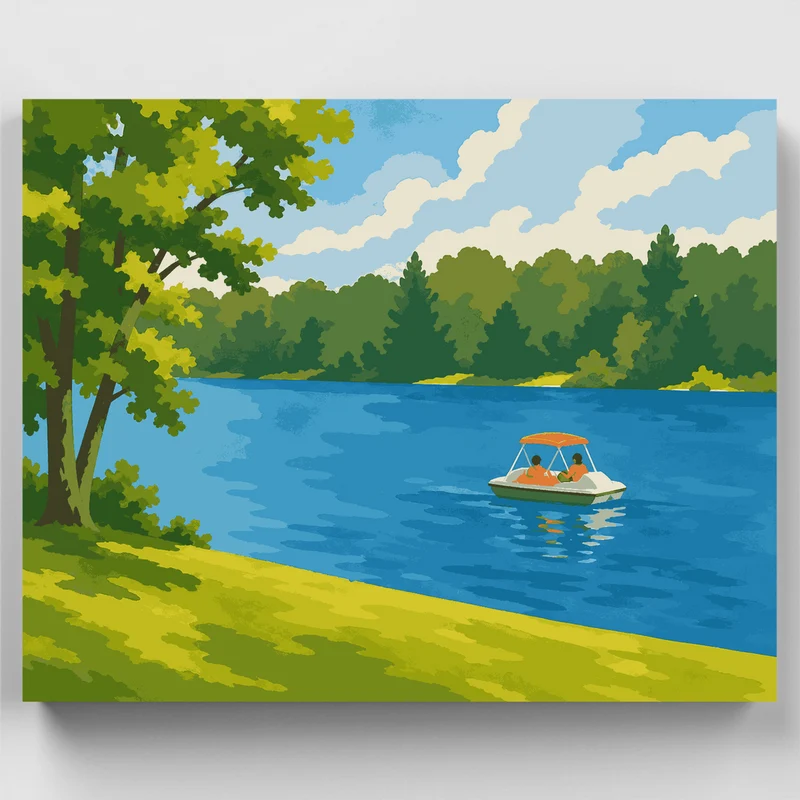 Paddleboat on Hawrelak Lake - Paint by Numbers Kit