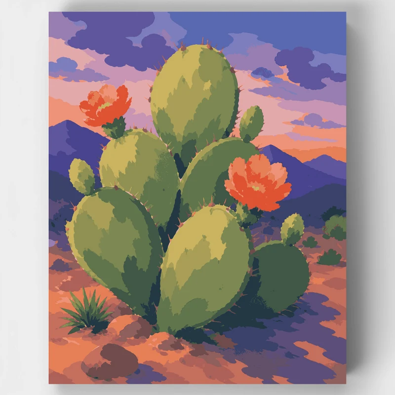 Desert Cactus Bloom - Paint by Numbers Kit