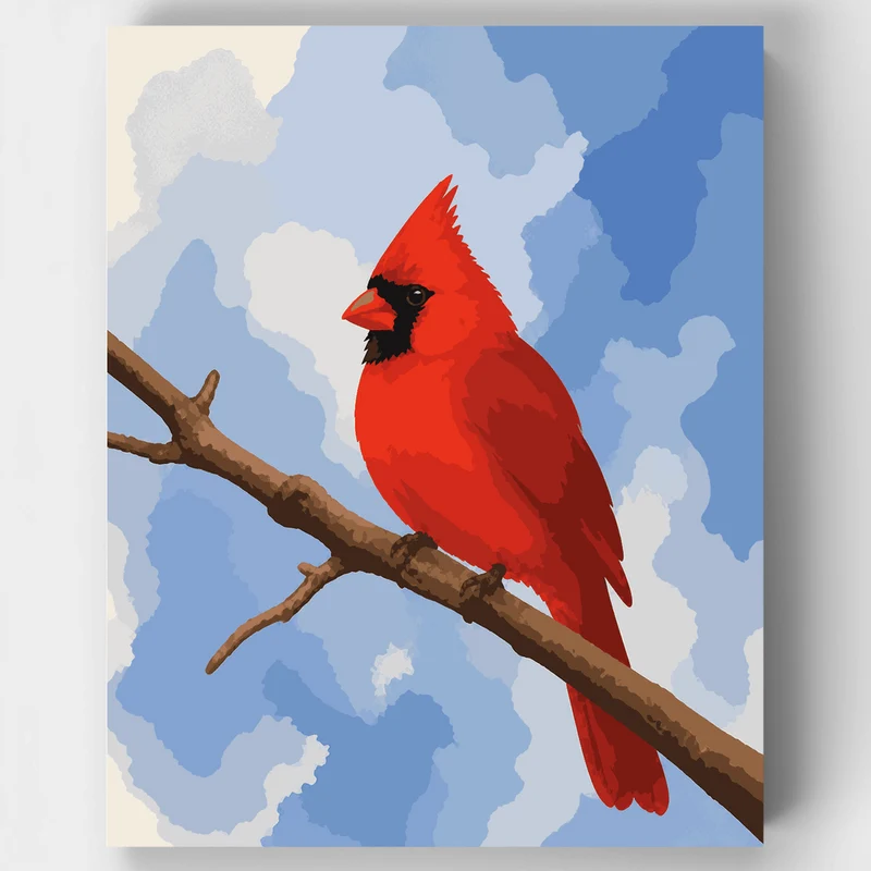 Winter Cardinal Silhouette - Paint by Numbers Kit