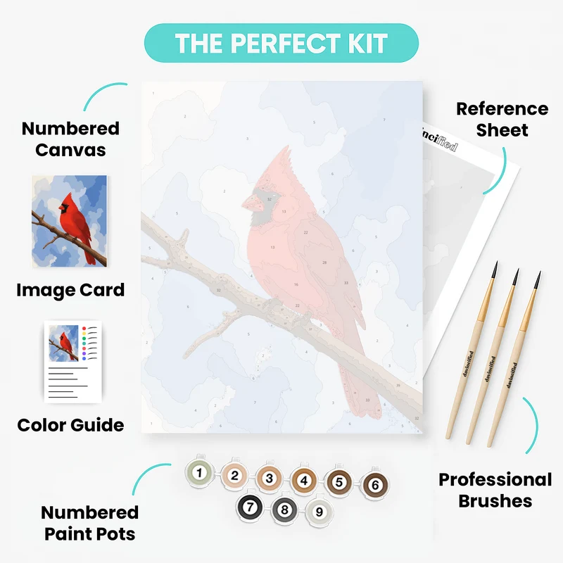 Winter Cardinal Silhouette - Paint by Numbers Kit