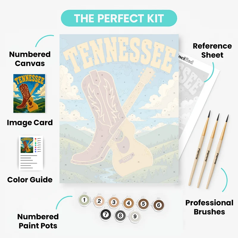 Boot & Guitar Crossed - Paint by Numbers Kit
