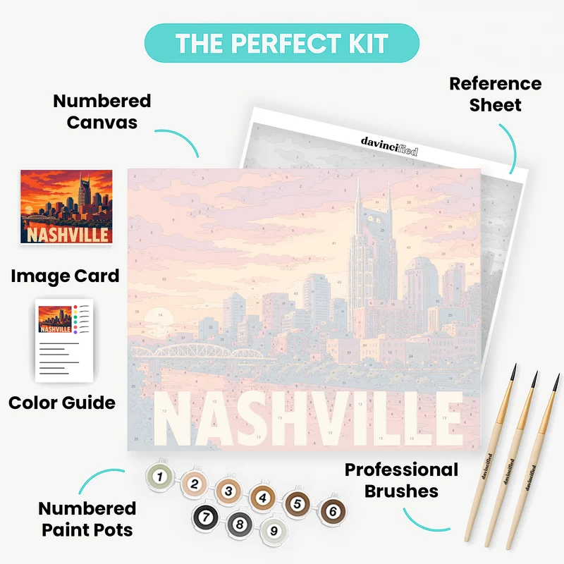 Nashville Sunset Skyline - Paint by Numbers Kit