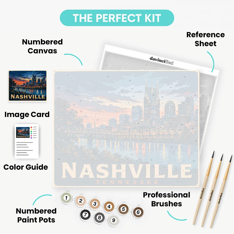 Nashville Skyline at Dusk - Paint by Numbers Kit