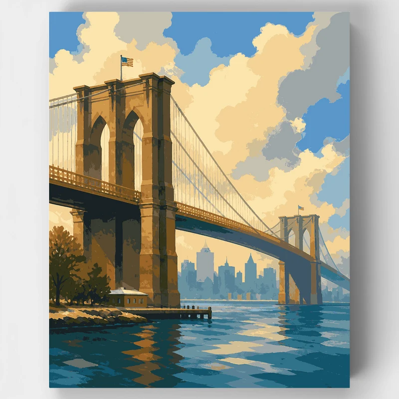 Foggy Brooklyn Bridge - Paint by Numbers Kit