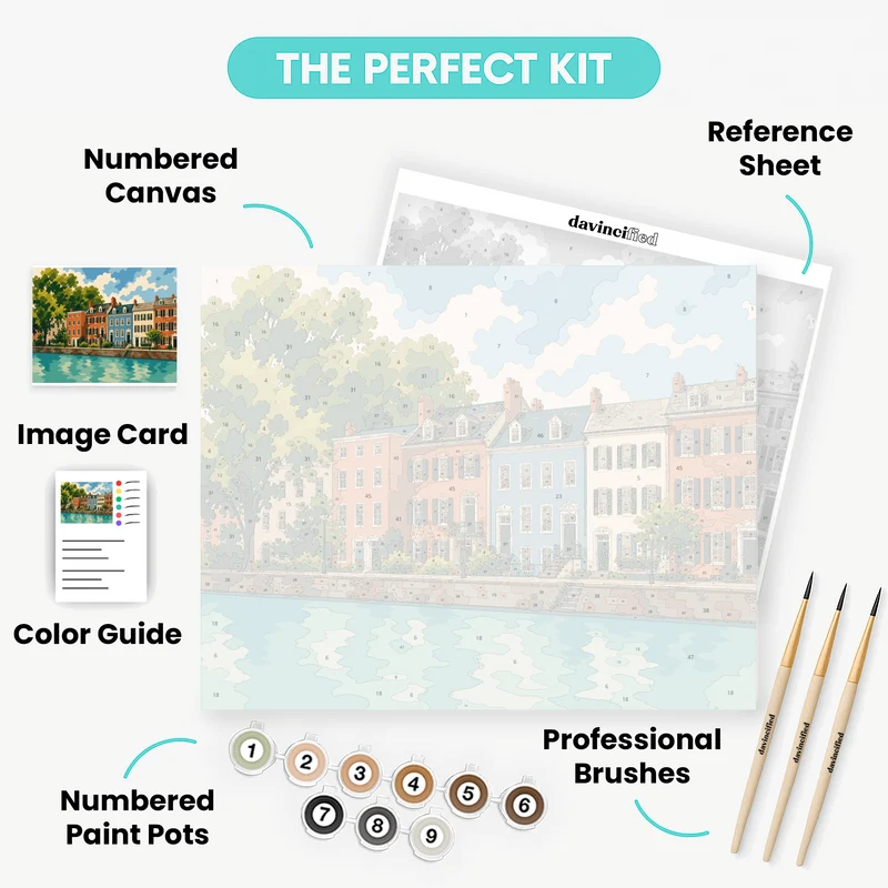Georgetown Canal Row Houses - Paint by Numbers Kit