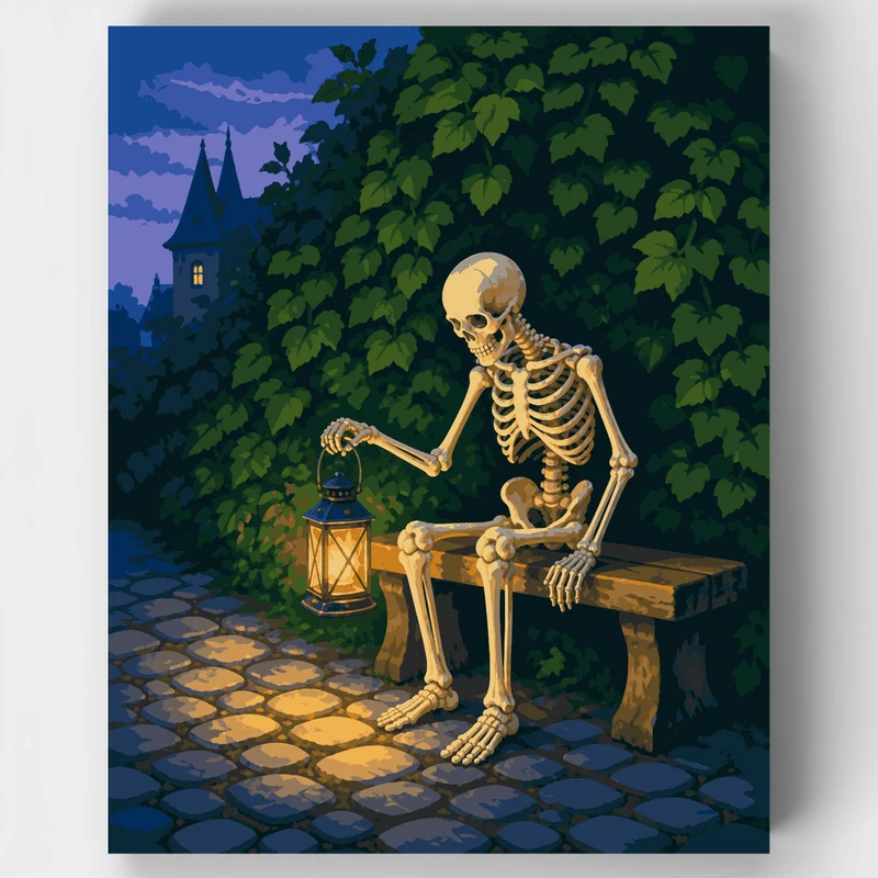 Skeleton's Lantern Glow - Paint by Numbers Kit