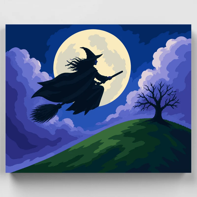 Witch Over the Moon - Paint by Numbers Kit