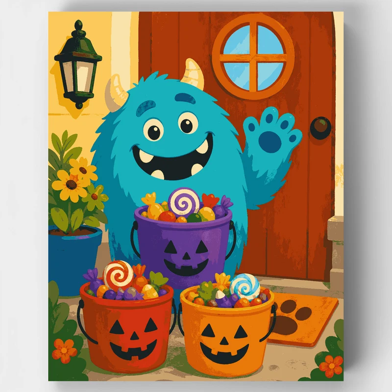 Candy Bucket Monster - Paint by Numbers Kit