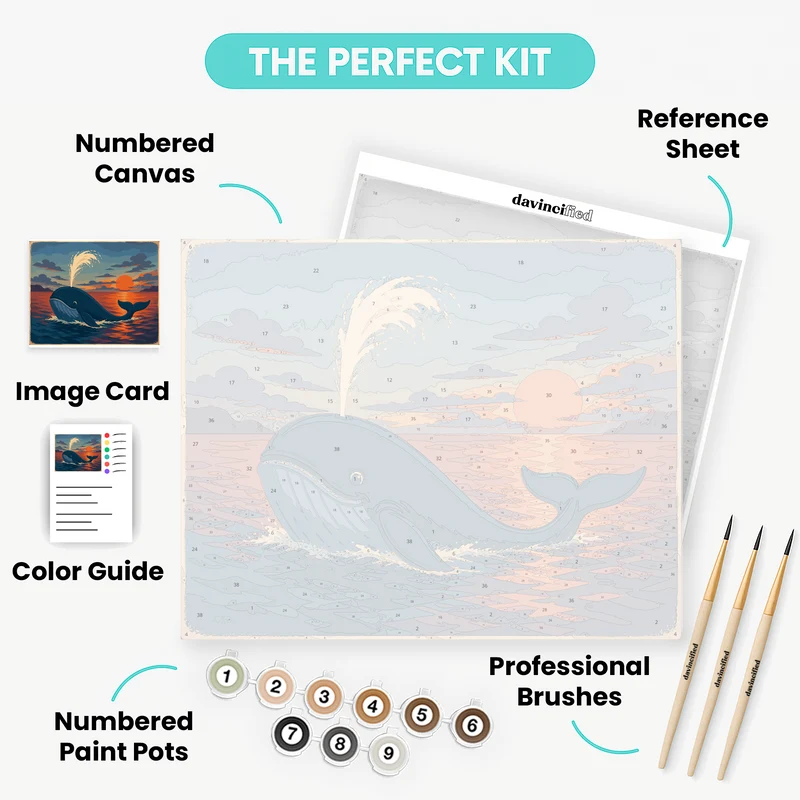 Whale's Sunset Spout - Paint by Numbers Kit