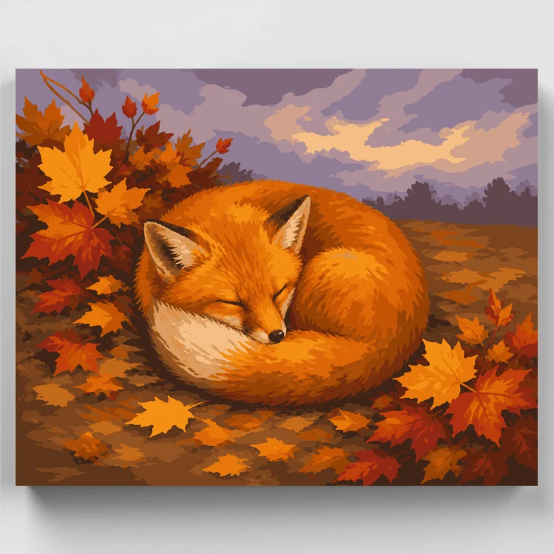 Curled Sleepy Fox - Paint by Numbers Kit