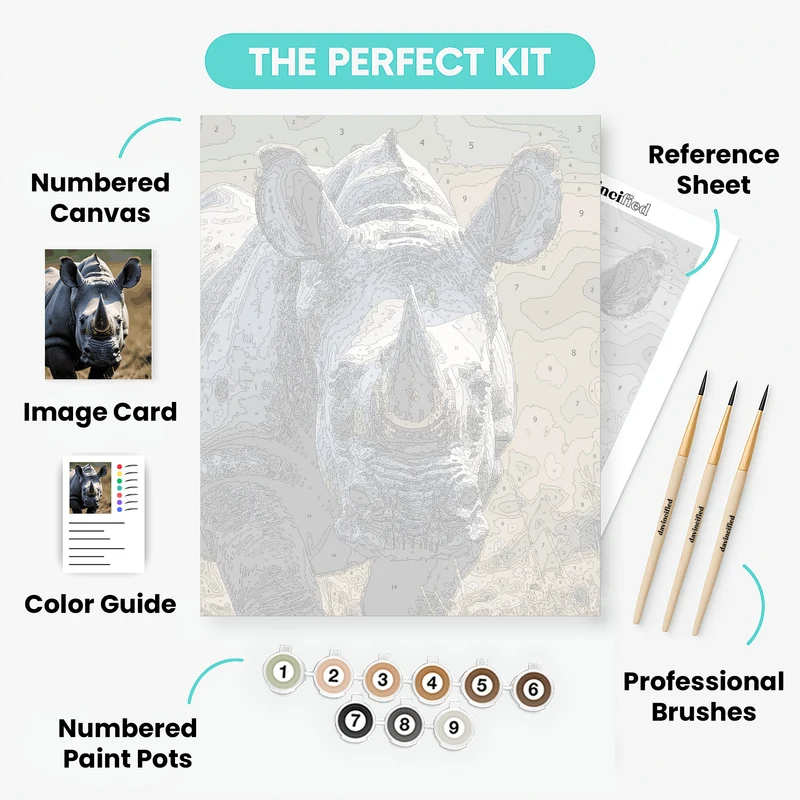 Majestic Rhinoceros - Paint by Numbers Kit