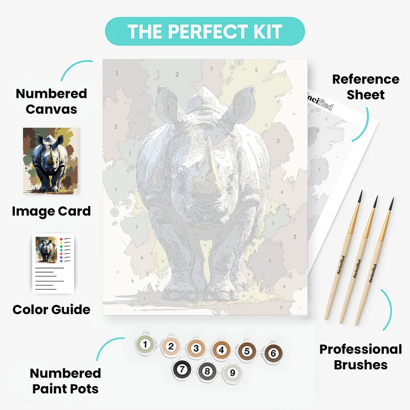 Rhinoceros - Paint by Numbers Kit