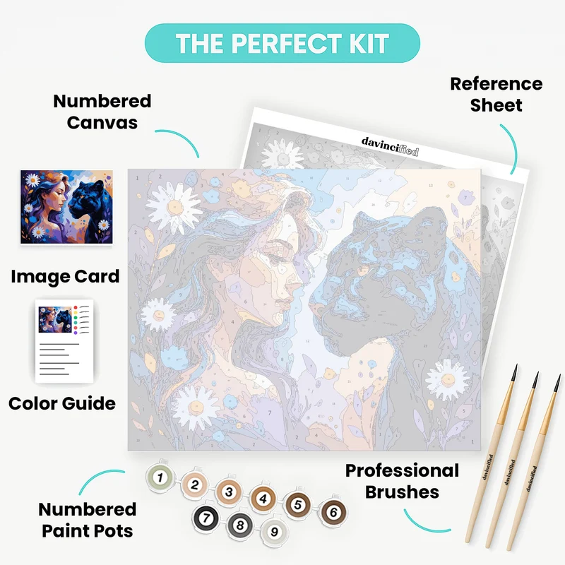 Woman with Panther - Paint by Numbers Kit