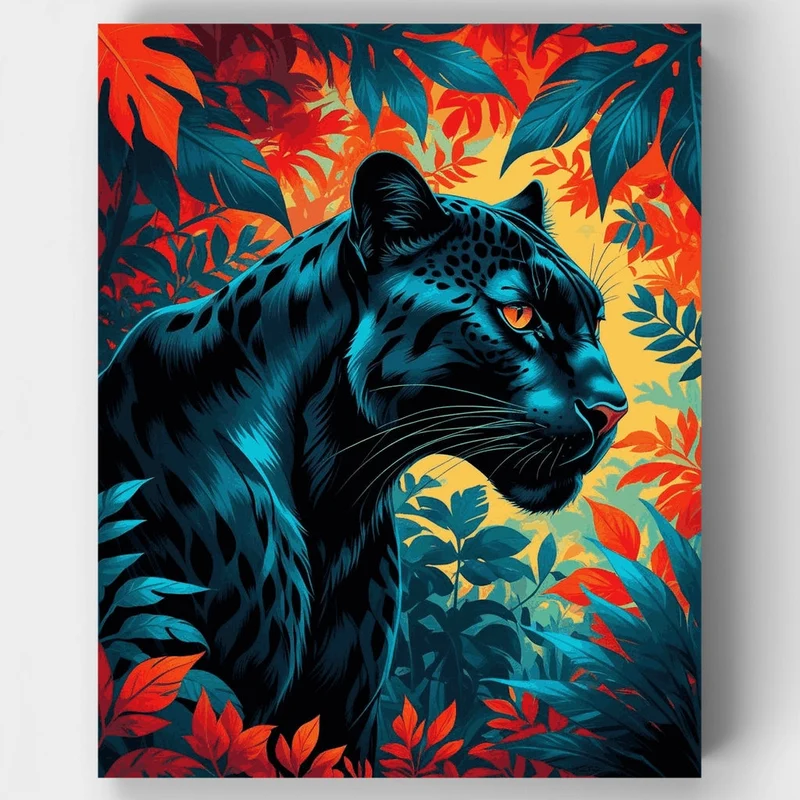 Panther in Tropical Jungle - Paint by Numbers Kit