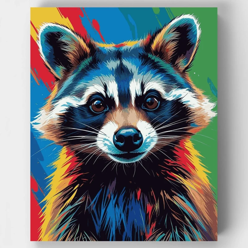 Vibrant Rainbow Raccoon - Paint by Numbers Kit