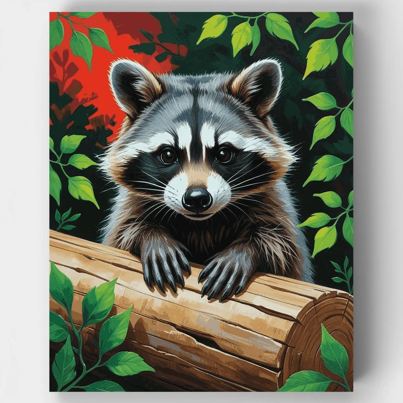 Curious Raccoon in Nature - Paint by Numbers Kit