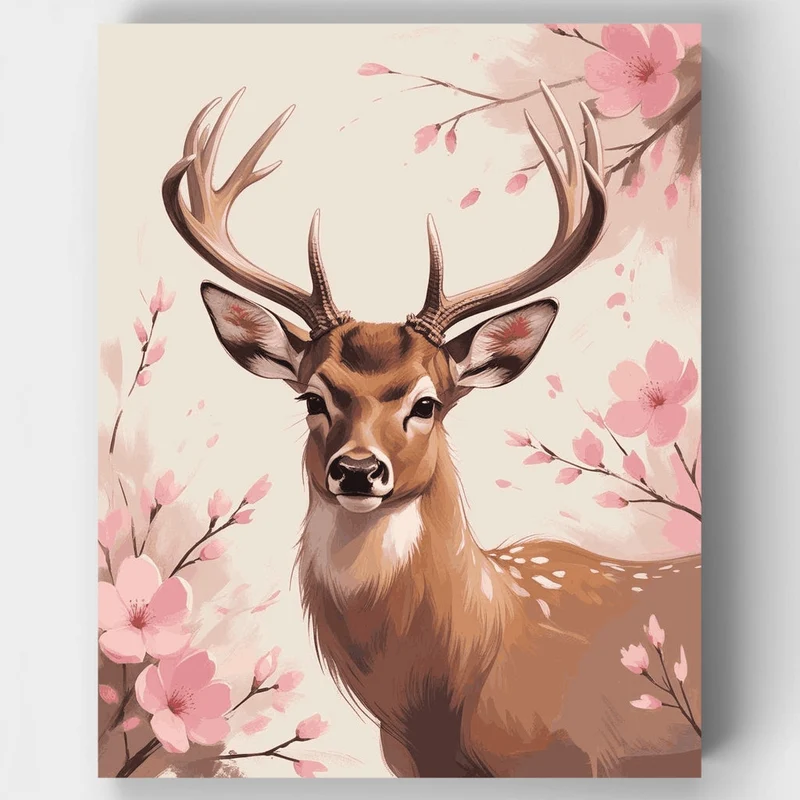 Deer with Cherry Blossoms - Paint by Numbers Kit