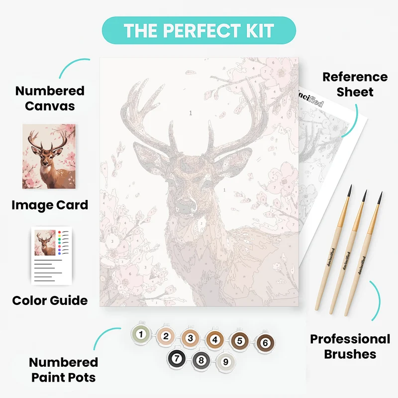 Deer with Cherry Blossoms - Paint by Numbers Kit