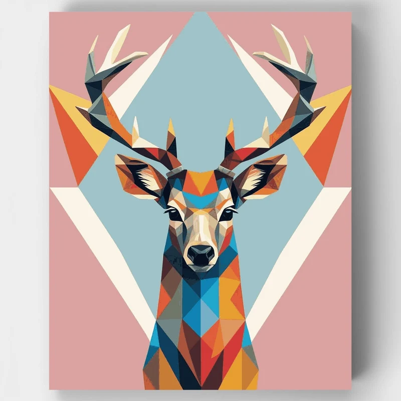 Vibrant Geometric Deer Portrait - Paint by Numbers Kit