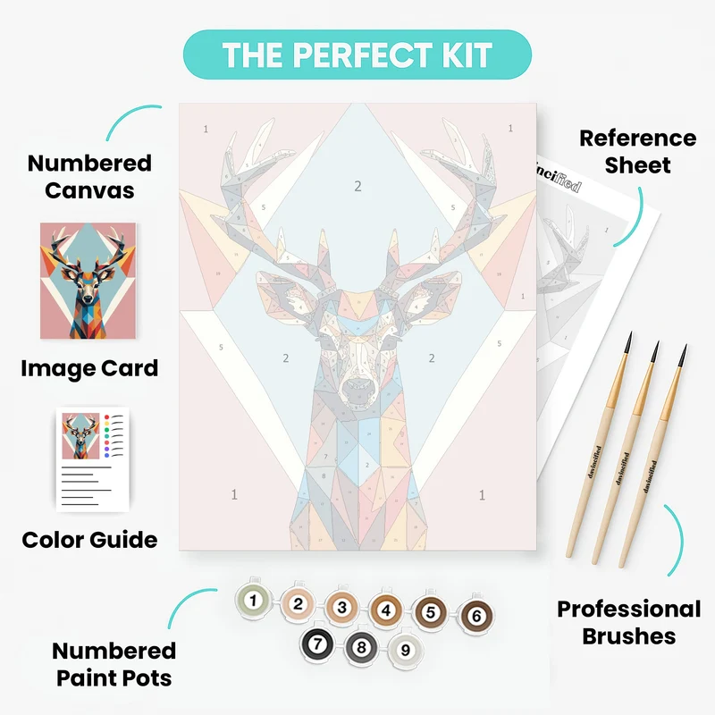 Vibrant Geometric Deer Portrait - Paint by Numbers Kit