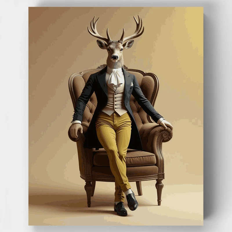 Elegant Deer in Victorian Attire - Paint by Numbers Kit