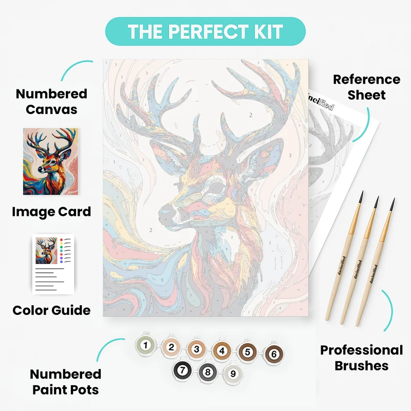 Vibrant Abstract Deer with Swirling Colors - Paint by Numbers Kit