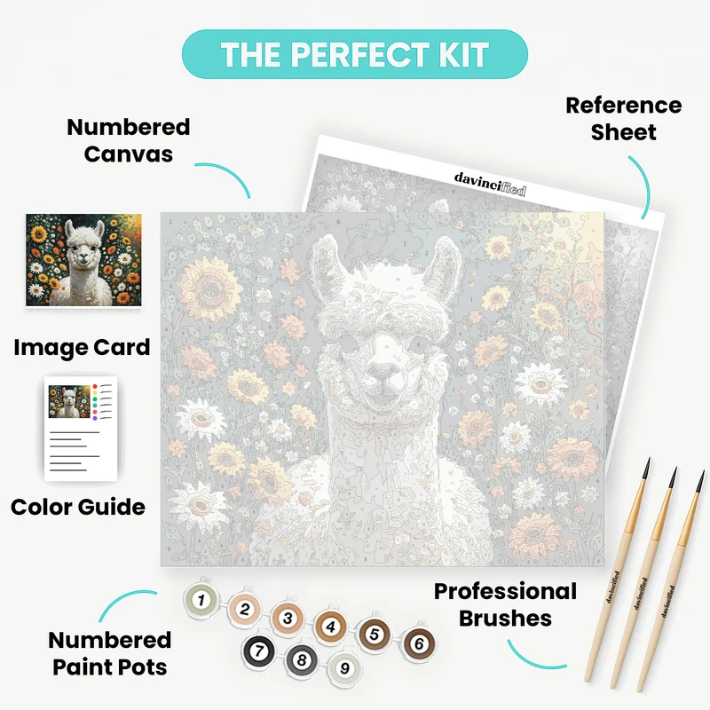 Alpaca in Sunflower Garden - Paint by Numbers Kit