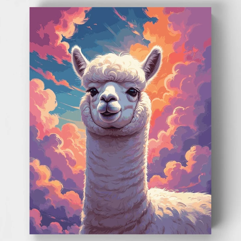 Dreamy Alpaca in Sunset Clouds - Paint by Numbers Kit