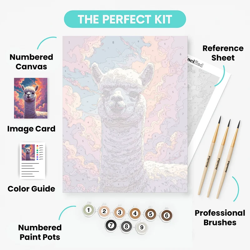 Dreamy Alpaca in Sunset Clouds - Paint by Numbers Kit