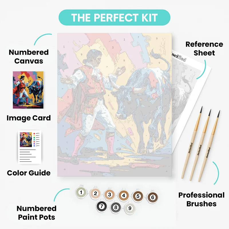 Matador and Bull in Vibrant Colors - Paint by Numbers Kit