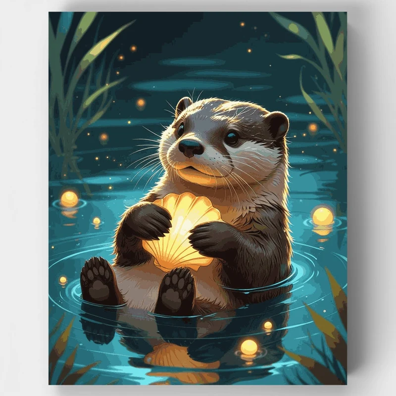 Otter with Glowing Shell - Paint by Numbers Kit
