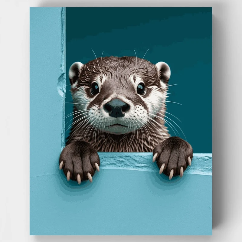 Curious Otter Peeking Out - Paint by Numbers Kit
