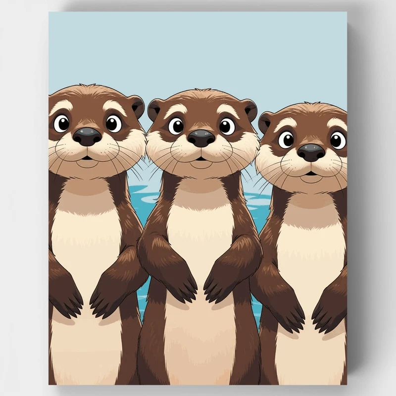 Three Adorable Otters - Paint by Numbers Kit