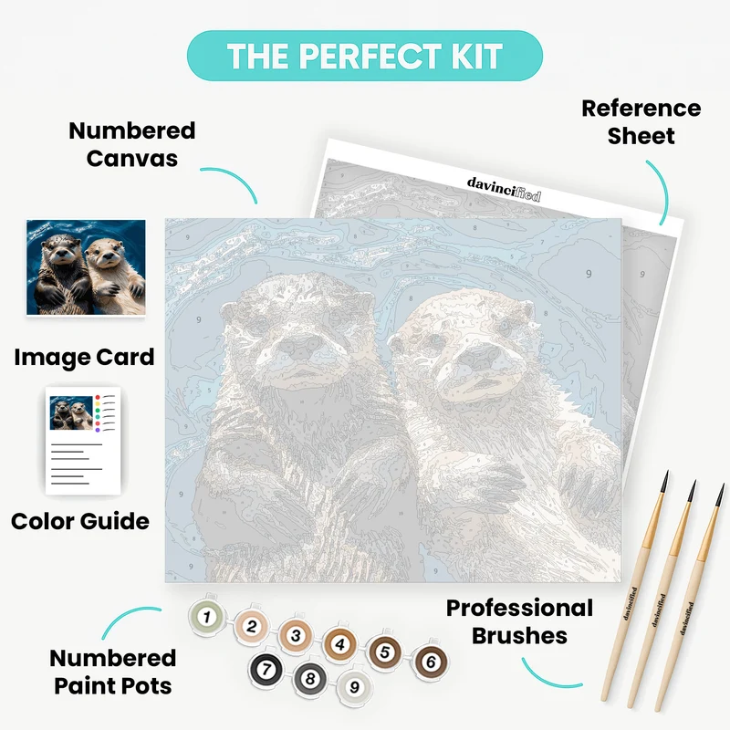 Adorable Otters in Water - Paint by Numbers Kit