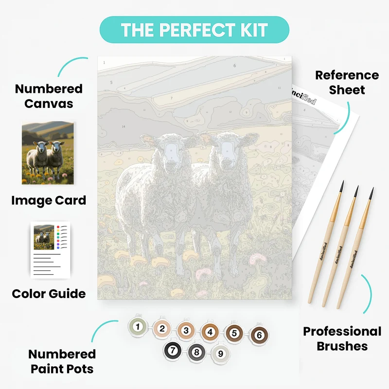 Two Sheep in a Pastoral Meadow - Paint by Numbers Kit
