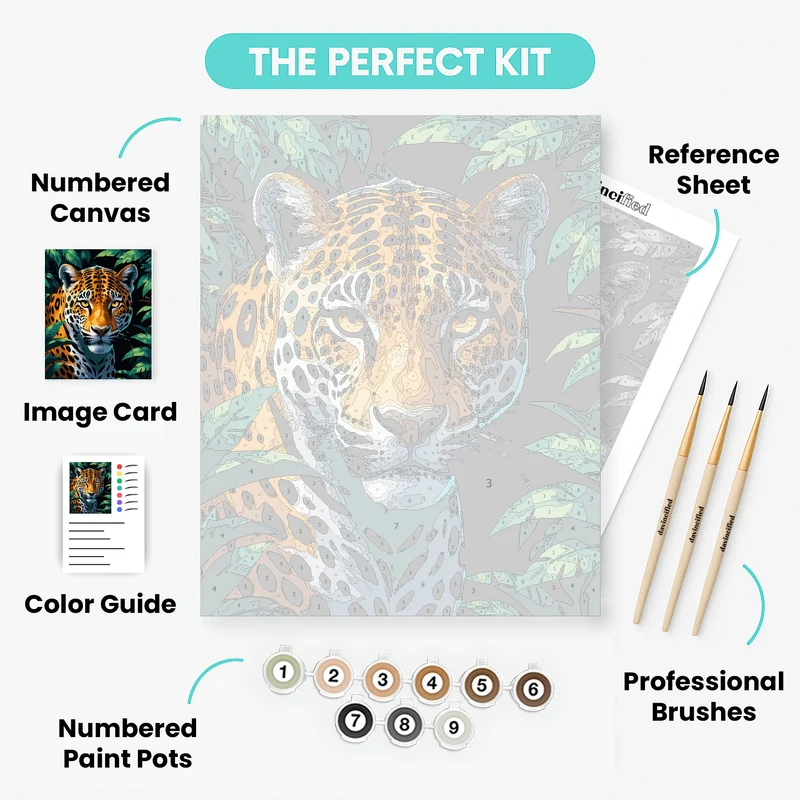 Jaguar in Jungle Foliage - Paint by Numbers Kit