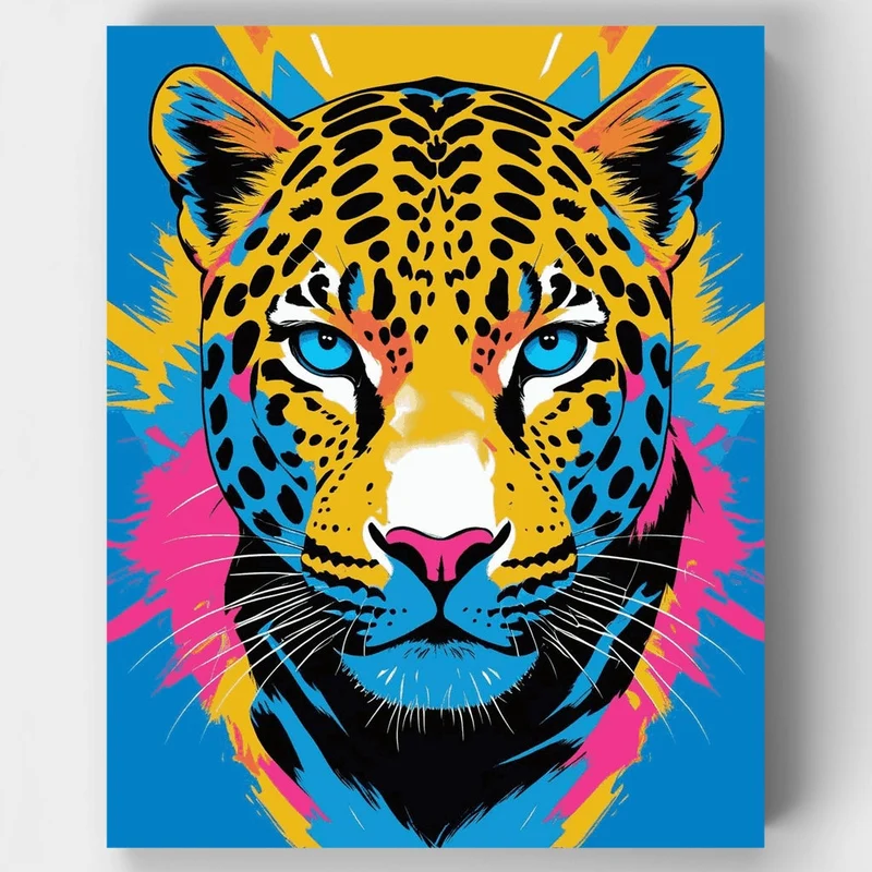 Vibrant Pop Art Jaguar - Paint by Numbers Kit