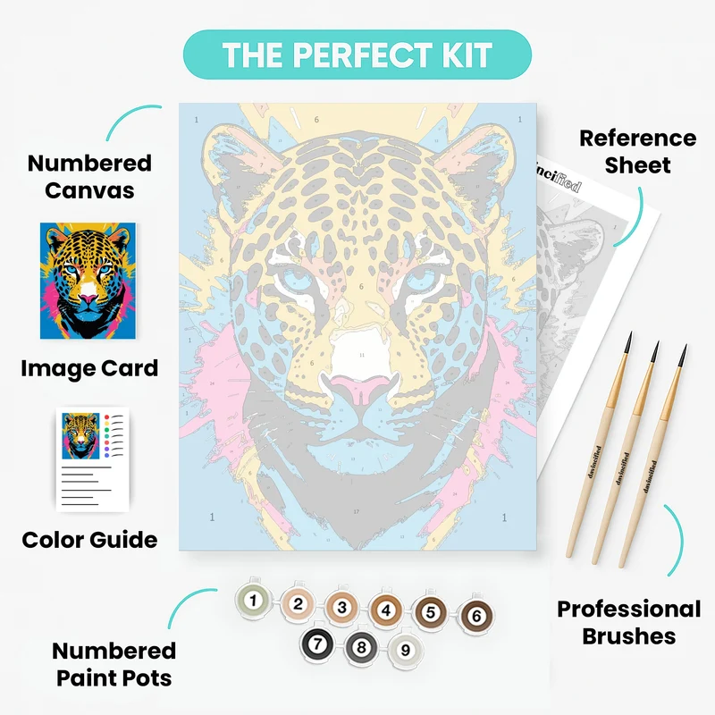 Vibrant Pop Art Jaguar - Paint by Numbers Kit