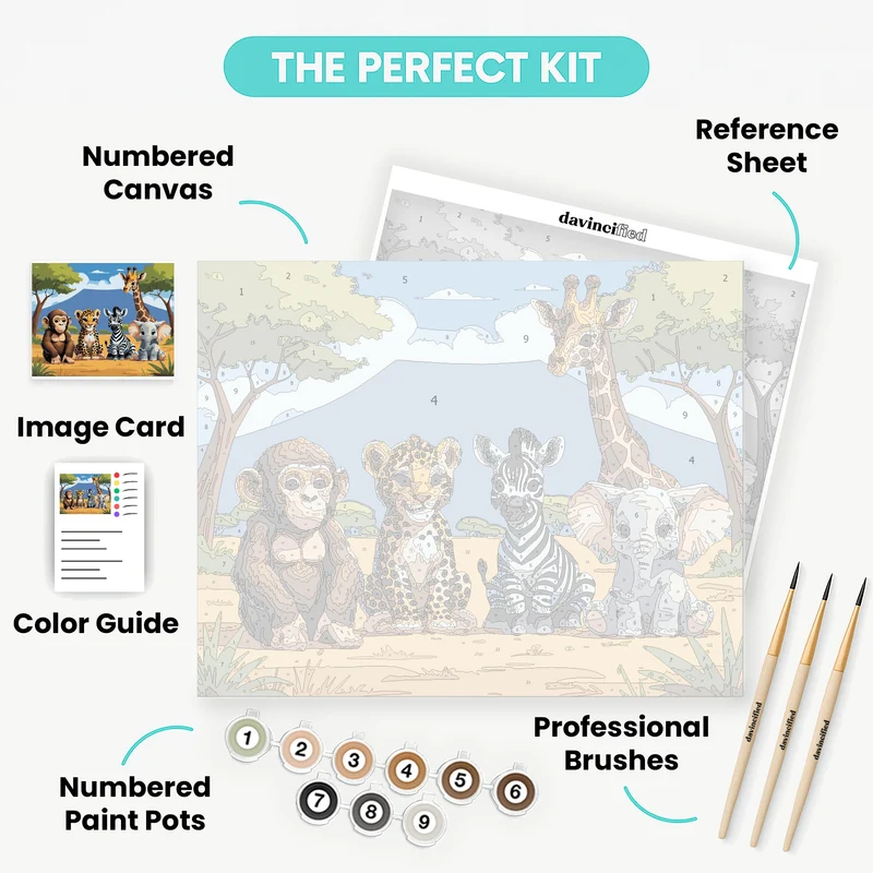 Safari Baby Animals Adventure - Paint by Numbers Kit