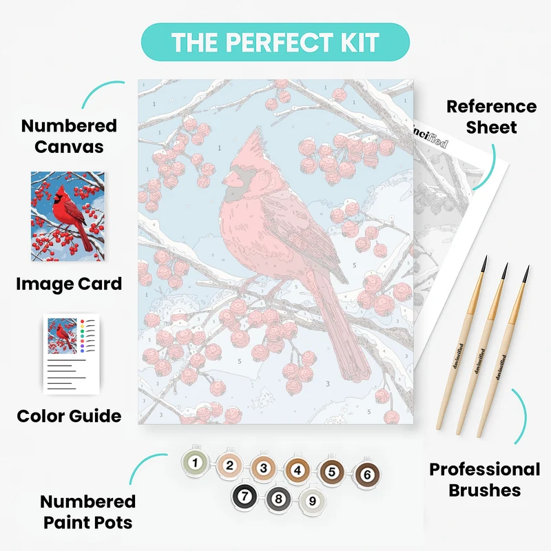 Cardinal in Winter Berries - Paint by Numbers Kit