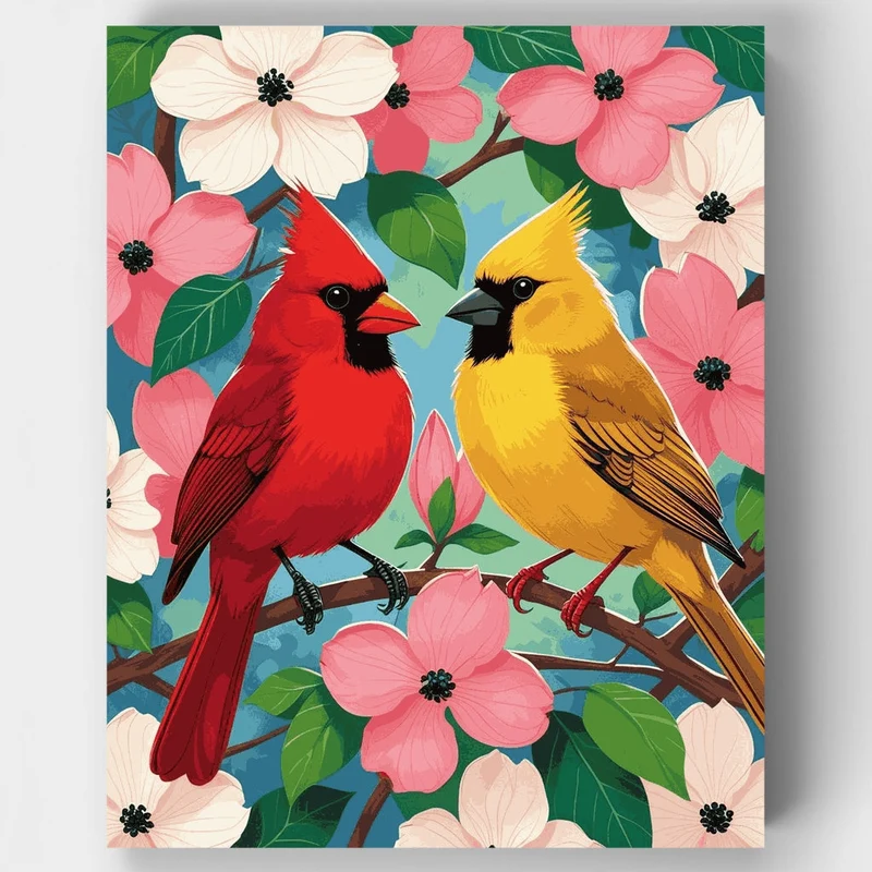 Cardinals in Bloom - Paint by Numbers Kit