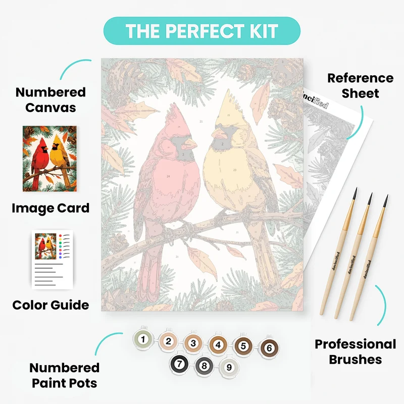 Cardinals on Branch - Paint by Numbers Kit