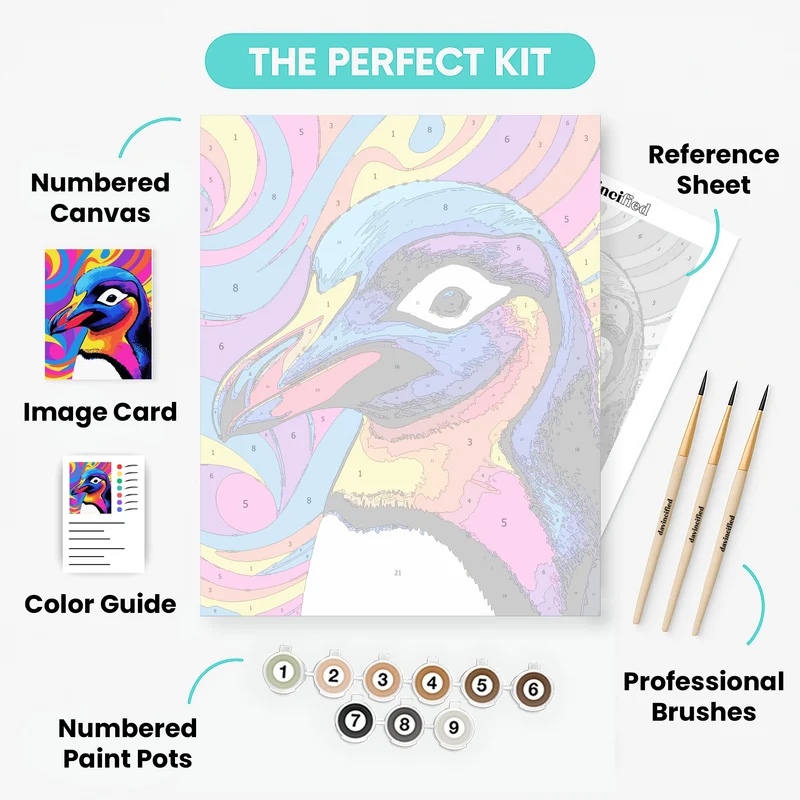 Vibrant Penguin Pop Art - Paint by Numbers Kit