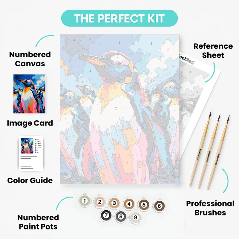 Vibrant Penguins - Paint by Numbers Kit