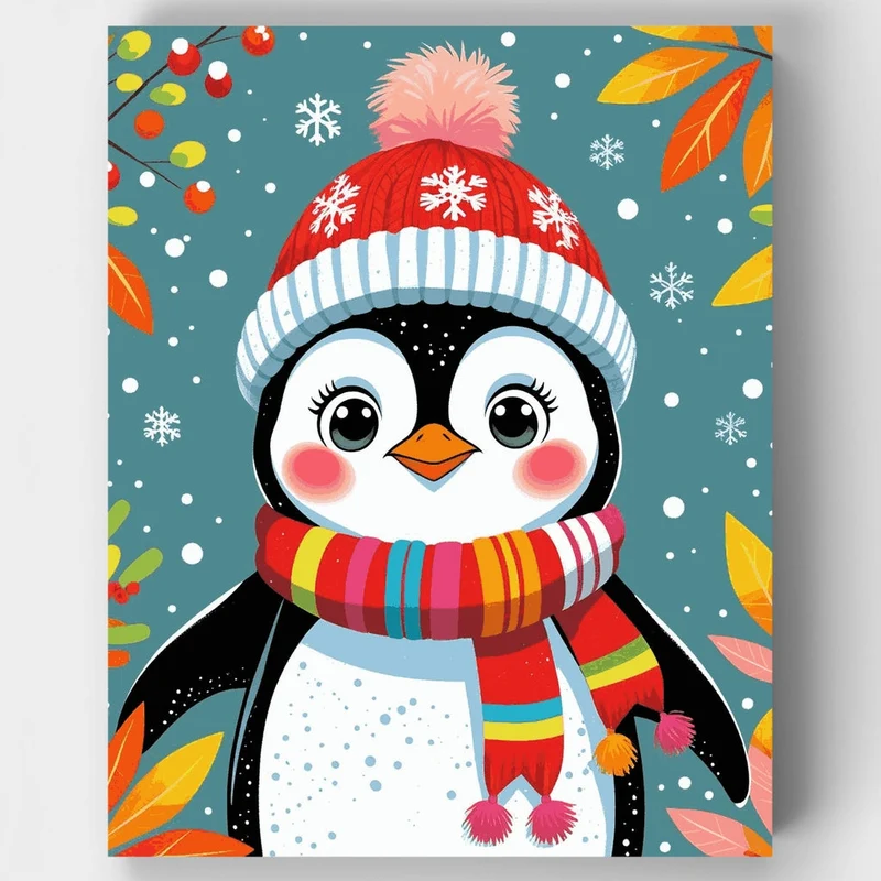 Adorable Winter Penguin - Paint by Numbers Kit