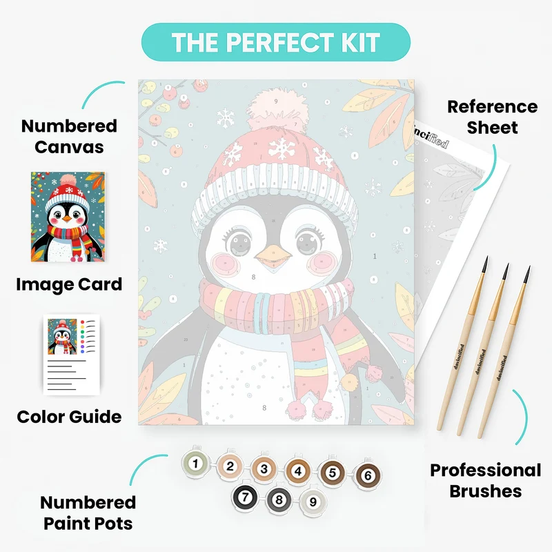 Adorable Winter Penguin - Paint by Numbers Kit