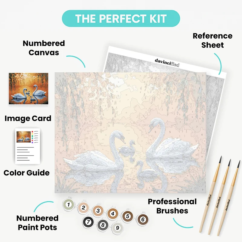 Swans at Sunset - Paint by Numbers Kit