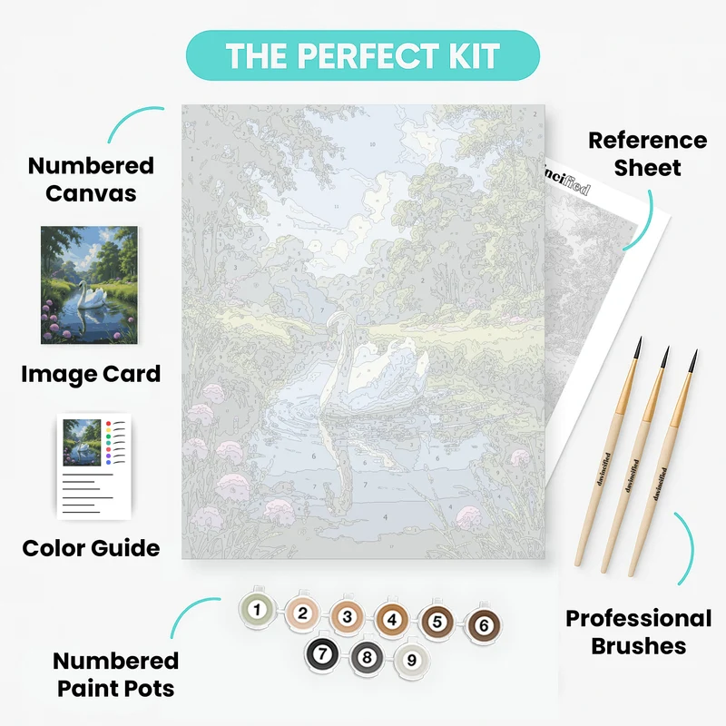 Graceful Swan in Tranquil Stream - Paint by Numbers Kit